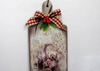 Deska świąteczna - Misie - rękodzieło