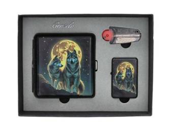 Zestaw na Prezent z Motywem Wilka – papierośnica, zapalniczka i akcesoria