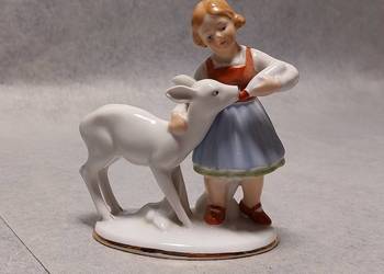 Gerlod TETTAU Porcelanowa Figura Dziewczynka z sarenką Bavaria Bardzo ładna