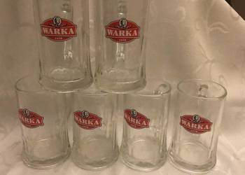 kolekcja kufli do piwa WARKA,6 sztuk ,szklane z uchem