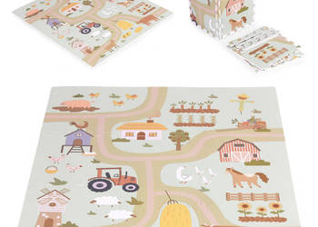 Duża mata piankowa EVA dla dzieci farma 90,5x90,5 cm 21 elementów ECOTOYS