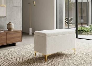 Pufa 80x40 złote nogi miła tkanina nowa ze schowkiem