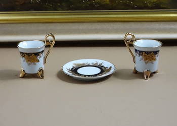 Śliczne miniaturowe filiżanki porcelain Tilia ze złoceniem – retro / vintag