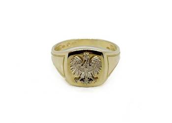 Nowy Zloty Sygnet Próby 585 6,79g Rozmiar 26 Orzeł Godło Polski