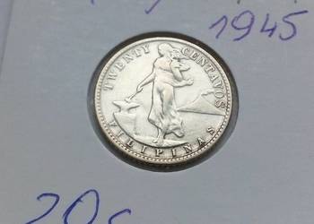 FILIPINY-20 CENTAVOS 1945 r -SREBRO (0,765) ŁADNA