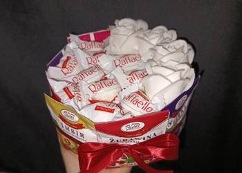 Słodki box Box z herbatą różami mydlanymi Bukiet na Urodziny prezent