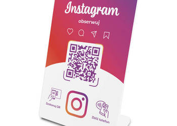 Stojak, prezenter gięty z QR i NFC do pozyskiwania obserwujących Instagram