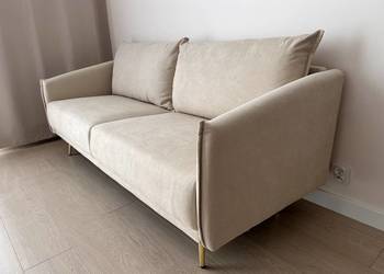 Sofa 3 osobowa  MAURA Welur Beżowy Beliani