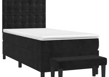 Łóżko kontynentalne z materacem czarne aksamit 90x200 cm WM-3138063