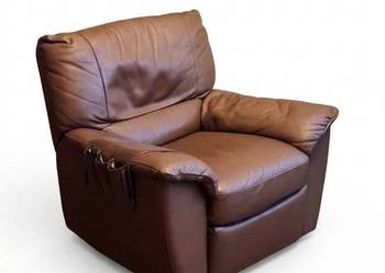 Fotel Rozkładany typu Relax Bujany:: Skóra, Kolor Brązowy Włoska Produkcja
