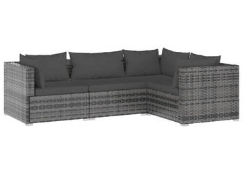 4-cz. zestaw wypoczynkowy do ogrodu poduszki rattan PE szary WM-3101677