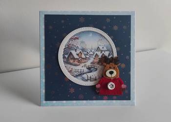 Kartka ręcznie robiona handmade z okazji Świąt Bożego Narodzenia renifer