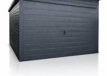 Garaż blaszany 3x5 grafitowy jednospadowy na bok brama uchylna