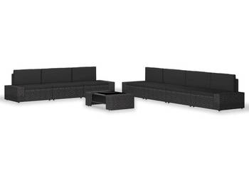 8-cz. zestaw wypoczynkowy do ogrodu rattan PE czarny WM-3054579