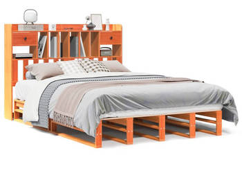Łóżko z regałem bez materaca lite drewno sosnowe 140x200 cm WM-3323961