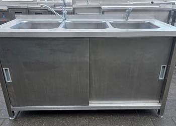 Zlew 3 Komorowy z Szafką - Drzwi Suwane - 150/60/85 cm - M.1210 N