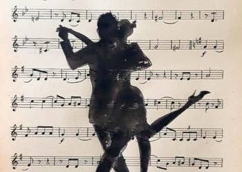 "TANGO 2" akwarela na papierze nutowym artystki A. Laube