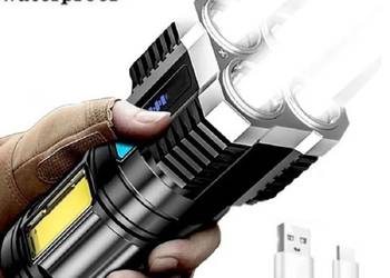4-rdzeniowa latarka LED, bateria Li-jon, ładowanie USB, 4 tryby pracy