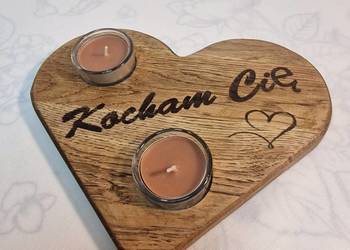 Świecznik drewniany serce z dębu z wyznaniem „Kocham Cię”, Dija No. 37