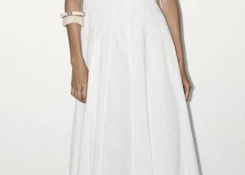 Sukienka długa midi Zara L biała bawełna