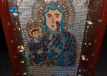 Rękodzieło A4 obraz Matki Bożej z Dzieciątkiem zawieszany