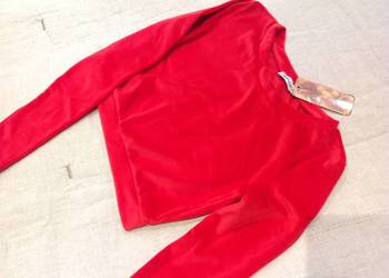 Crop Top Bluza Czerwona damska  r / XS NOWY Aksamit Welur