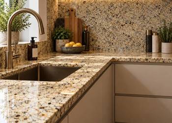 Blaty, schody, parapety - beżowo złoty brazylijski granit GIALLO ORNAMENTAL
