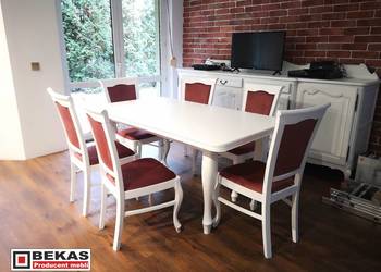 Komplet Prowansalski Biały Stół Ludwik 160cm + 6x Krzeseł BEKAS Producent