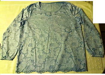 Bluzka damska koronkowa, 2XL, kolor delikatna mięta, rekaw długi