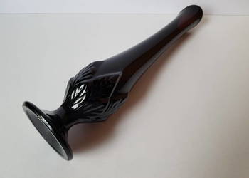 Wazon z liśćmi / listkami (ok. 33,5 cm ), Ząbkowice, szkło PRL