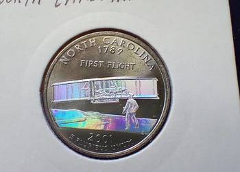 Stare monety 1/4 dolar 2001 Karolina Pół USA hologram