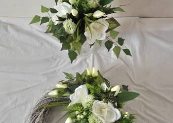 Stroik kompozycja stroik wianek na cmentarz. Komplet