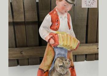 WYPRZEDAŻ Harmonista z psem Keramia Iparmuvész Węgry lata50/60te