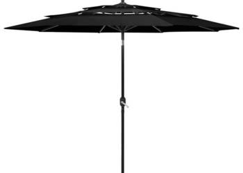 3-poziomowy parasol na aluminiowym słupku czarny 3 m WM-313874