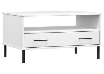 Stolik kawowy OSLO metalowe nóżki biały 85x50x45 cm drewno WM-351035