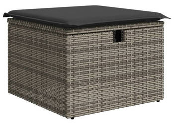 Stołek ogrodowy z poduszką szary 55x55x37 cm polirattan WM-366118