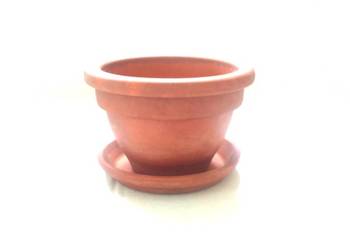 Doniczka brąz Podstawka glina Gładka stan bdb