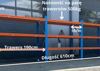 Regał magazynowy sklepowy półkowy STOW H250cm G55cm trawers 190cm