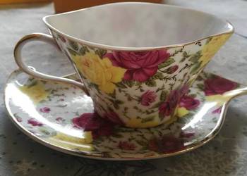 Zestaw do kawy lub herbaty - filiżanka i spodek z porcelany