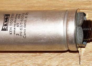 Kondensator elektrolityczny 100 uF 350 V typu KEN 666 UNITRA ELWA retro PRL