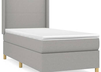 Łóżko kontynentalne z materacem jasnoszare tkanina 100x200cm WM-3131809