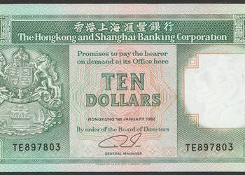 HONGKONG 10 DOLARÓW 1992 - STAN BANKOWY UNC