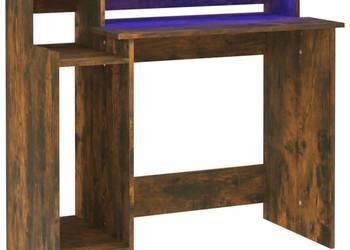 vidaXL Biurko z podświetleniem LED, przydymiony dąb(SKU:820475)