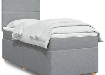 Łóżko kontynentalne z materacem jasnoszare tkanina 90x190 cm WM-3291128