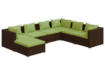 7-cz. zestaw wypoczynkowy do ogrodu poduszki rattan PE brąz WM-3101836