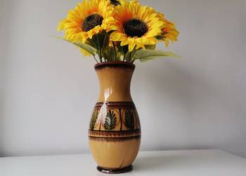 Stary gliniany wazon ceramika Spółdzielnia Kamionka Łysa Góra, PRL 1960