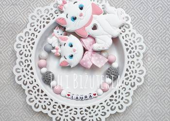 Tasiemka Zawieszka do smoczka z imieniem dziecka kotek kot