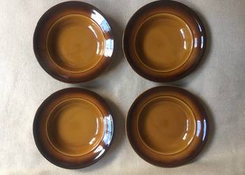 Stare talerze głębokie PRL ceramika kamionka Tułowice brąz ŁADNY STAN