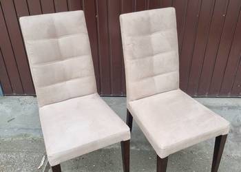 Krzesło tapicerowane – welur, beżowe – bardzo dobry stan – odbiór Płock