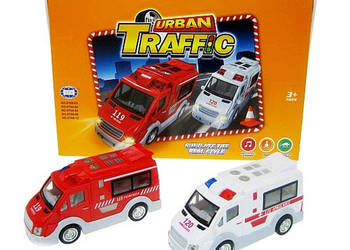 Auto van policja straż 18cm friction światło dźwięk